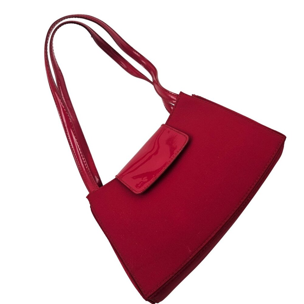 Liz Claiborne Red Shoulder Bag 100 Percent Polyester with PVC Trim Made in China